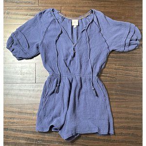 Knox Rose Shorts Romper Size M Medium Blue Short Sleeve Lightweight Boho